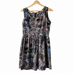HONEY PUNCH Black Printed Babydoll Tunic Dress Size M/L